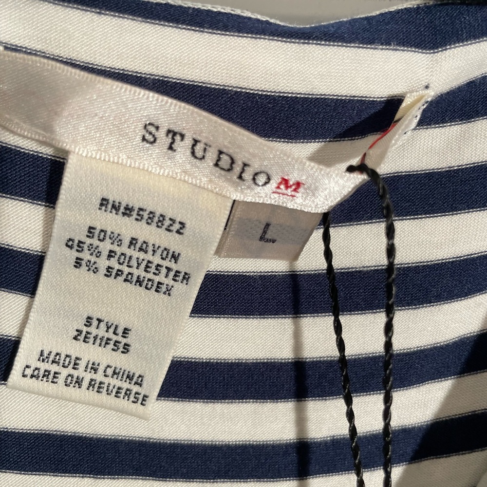 Studio M Navy and White Striped Midi Dress - Picture 2 of 12